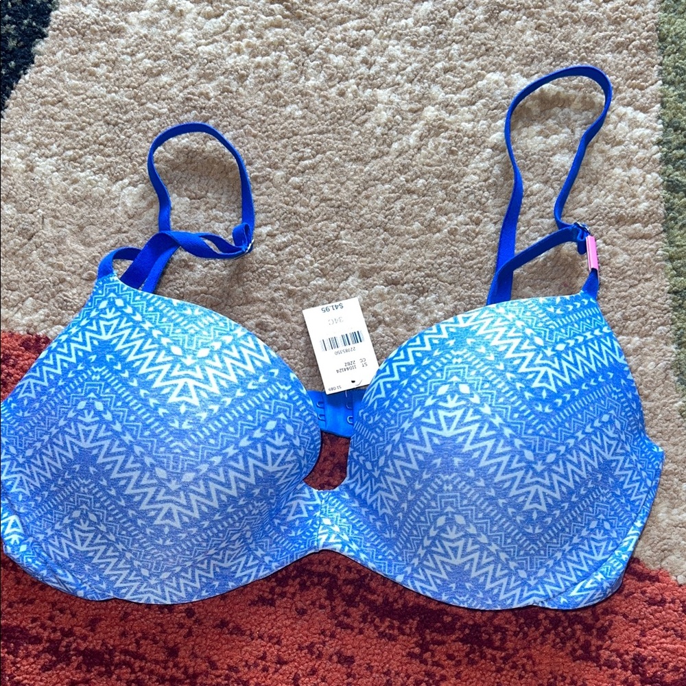 PINK Victoria's Secret Blue Patterned Bra